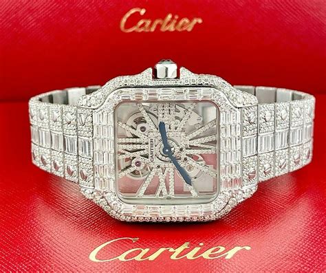 cartier skeleton watch iced out.